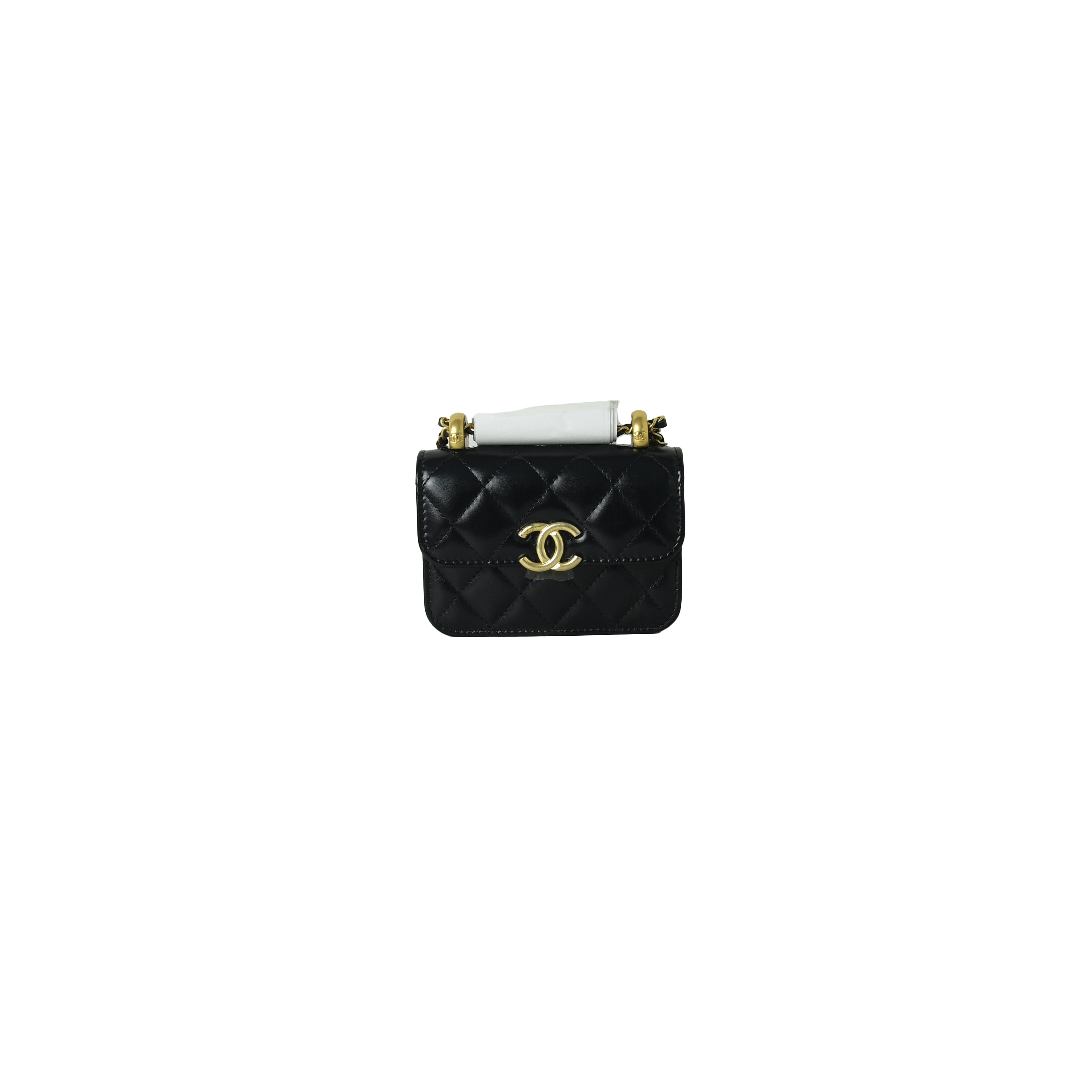 Chanel Flap Coin Purse With Chain Calfskin & Gold-Tone Metal White