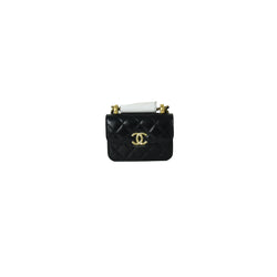 Chanel Flap Coin Purse With Chain Calfskin & Gold-Tone Metal Black - NOBLEMARS