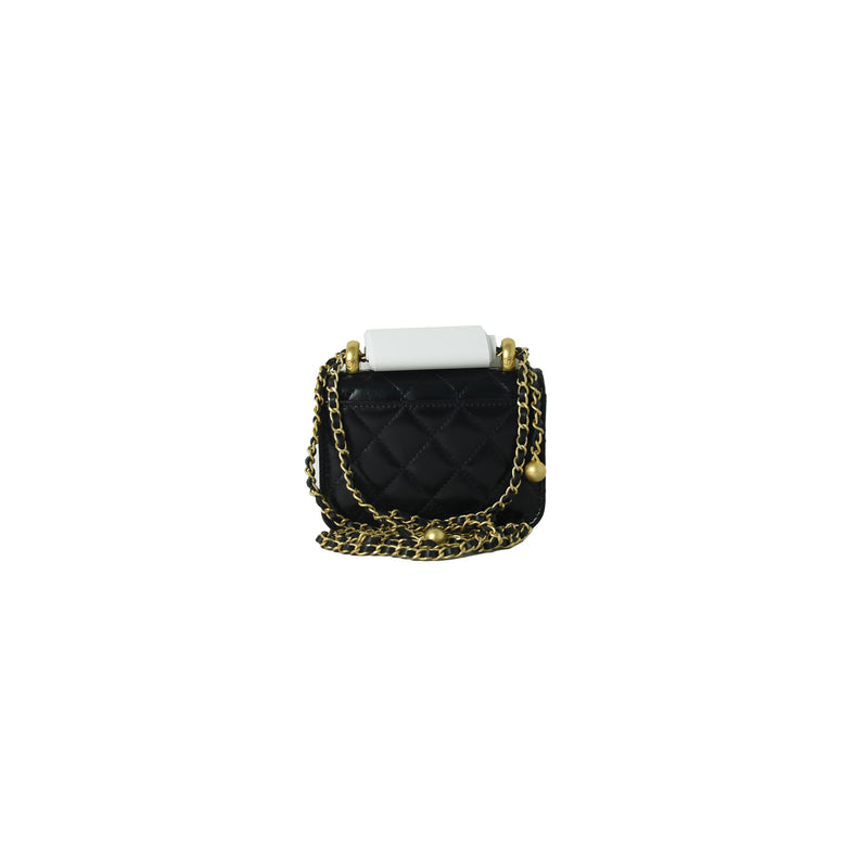 Chanel Flap Coin Purse With Chain Calfskin & Gold-Tone Metal Black - NOBLEMARS