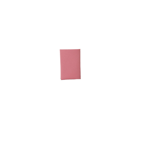 Hermes Calvi Card Holder Evercolor Pink Brown - NOBLEMARS