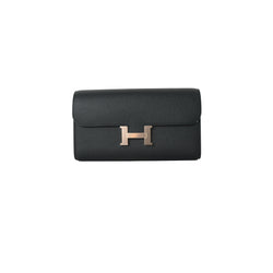 Hermes Constance Wallet To-Go Epsom Rose Gold Hardware Black