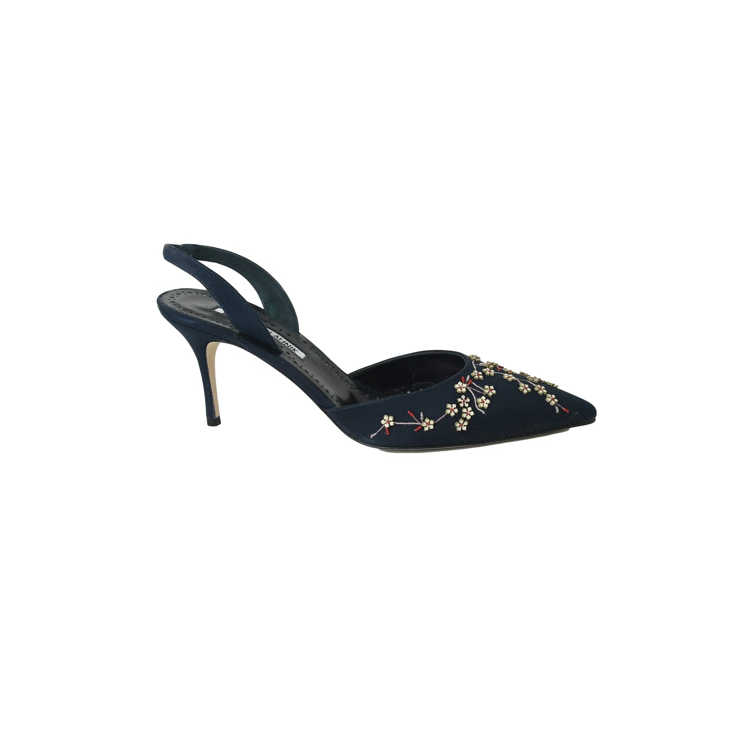 Manolo Blahnik Skyler Crepdechine Navy Yemb 70 - NOBLEMARS