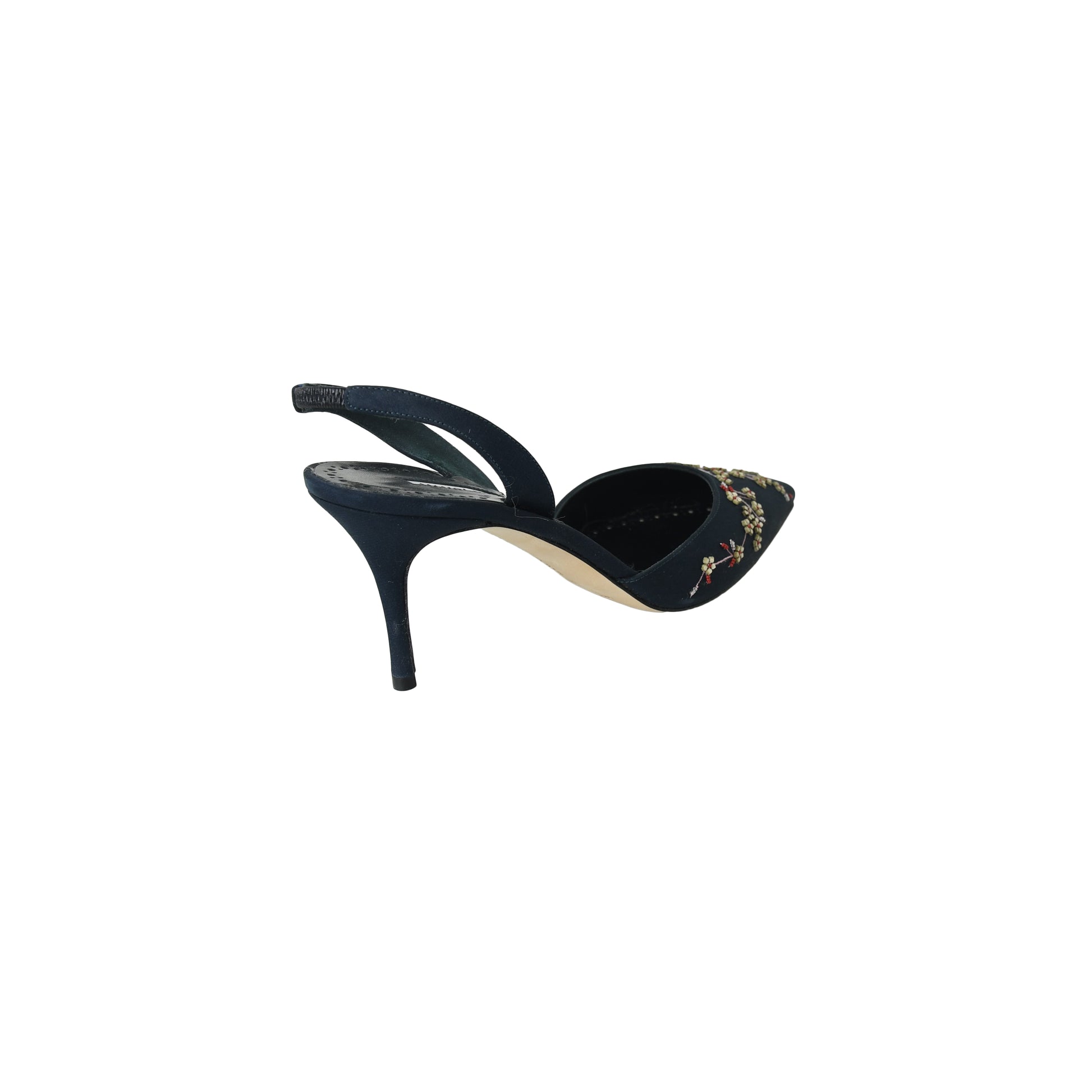 Manolo Blahnik Skyler Crepdechine Navy Yemb 70 - NOBLEMARS