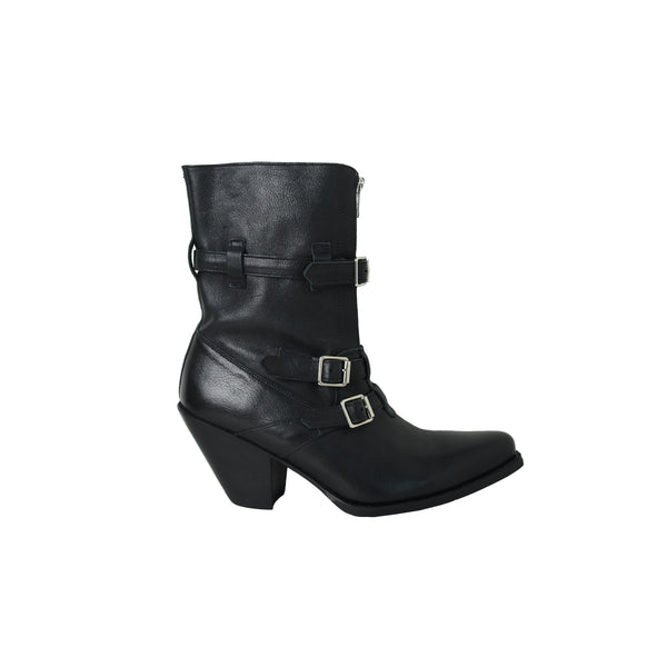 Celine Triple Strap Leather Boot Black - NOBLEMARS