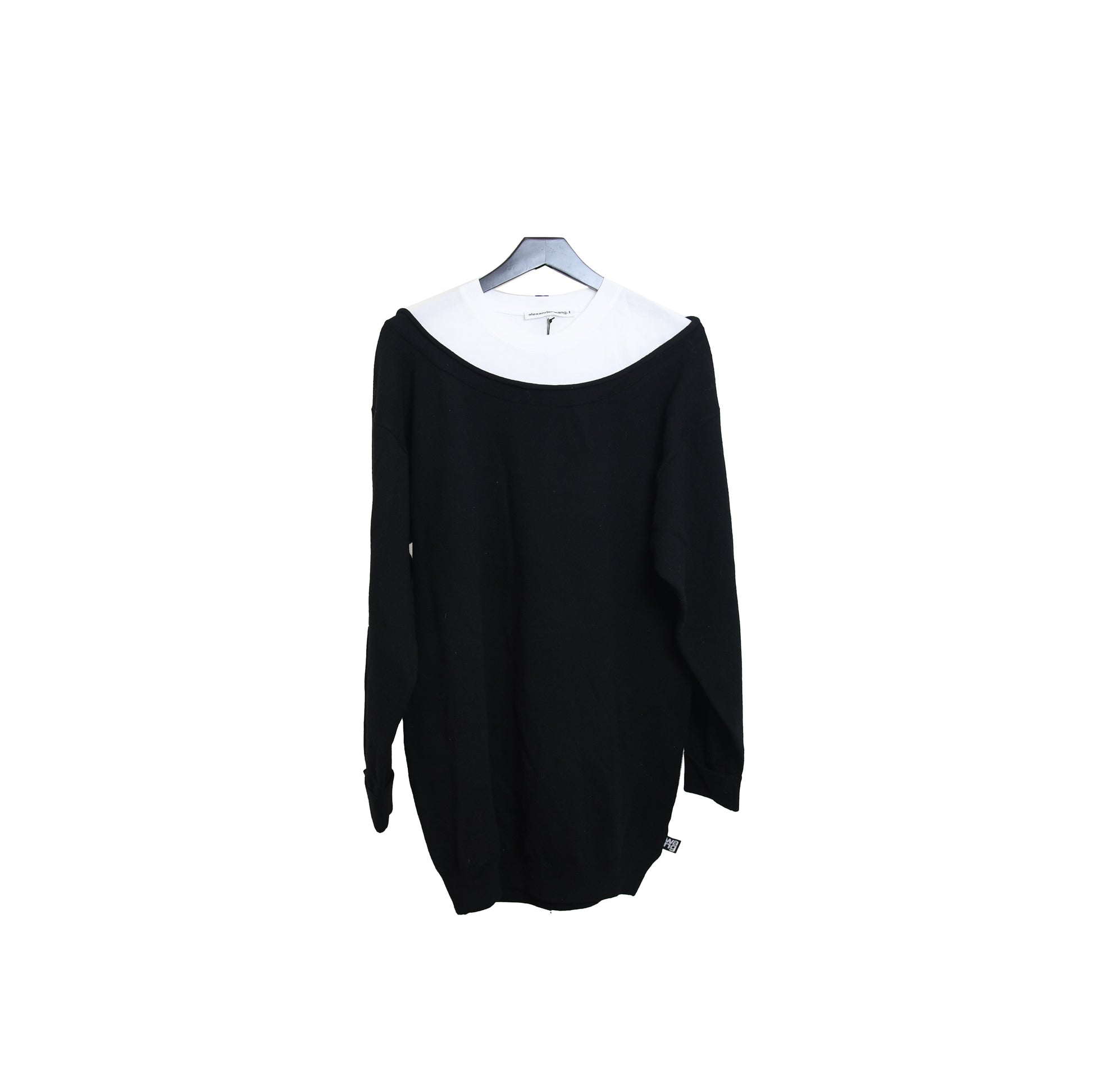 Alexander Wang Peelaway Bi-Layer LS Tunic Dress Black White - NOBLEMARS