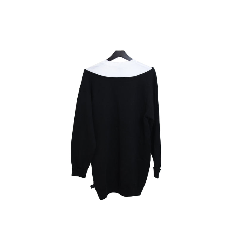 Alexander Wang Peelaway Bi-Layer LS Tunic Dress Black White - NOBLEMARS