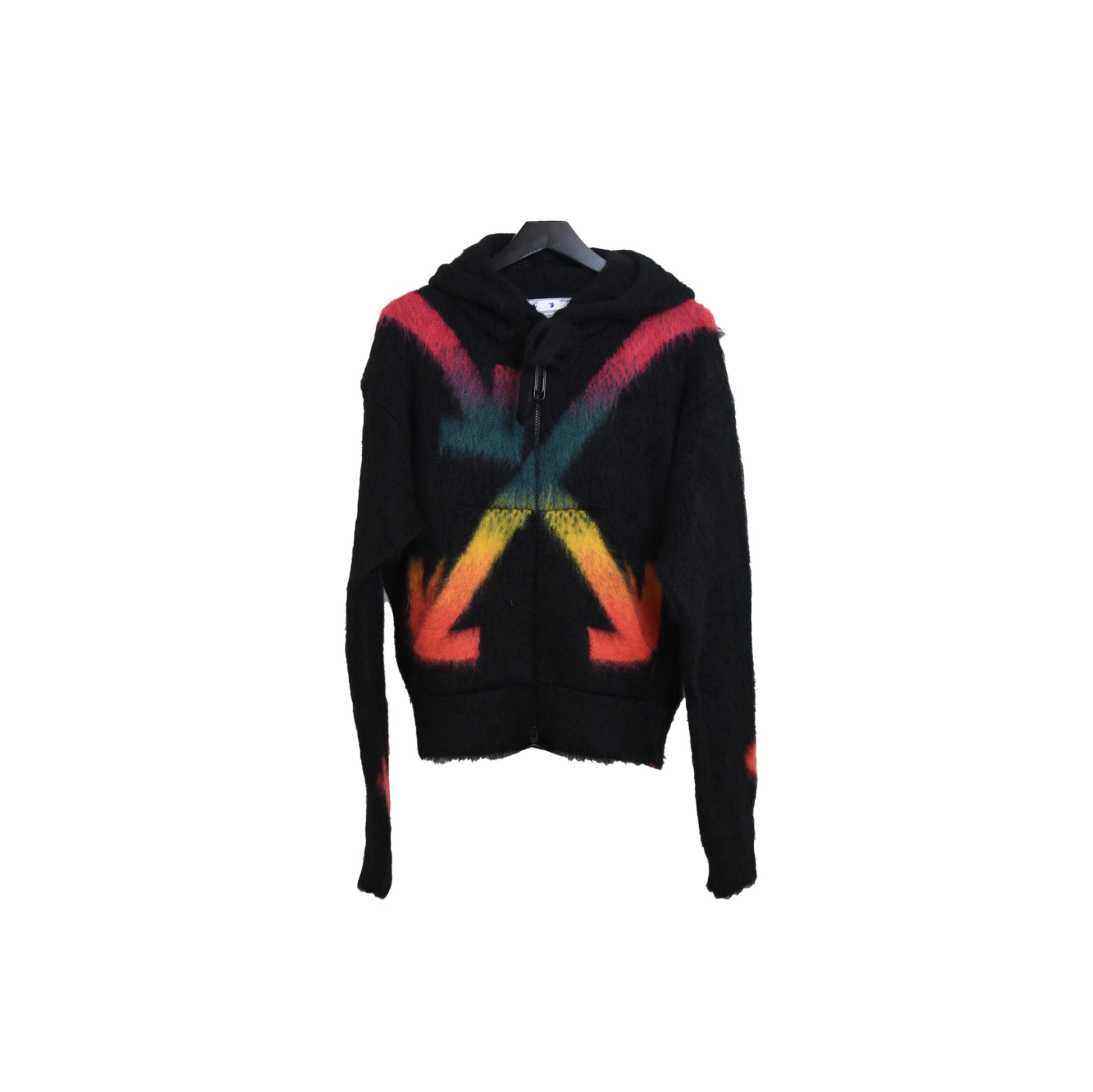 Off-White Fuzzy Arrow Zip Hoodie Black Rainbow - NOBLEMARS