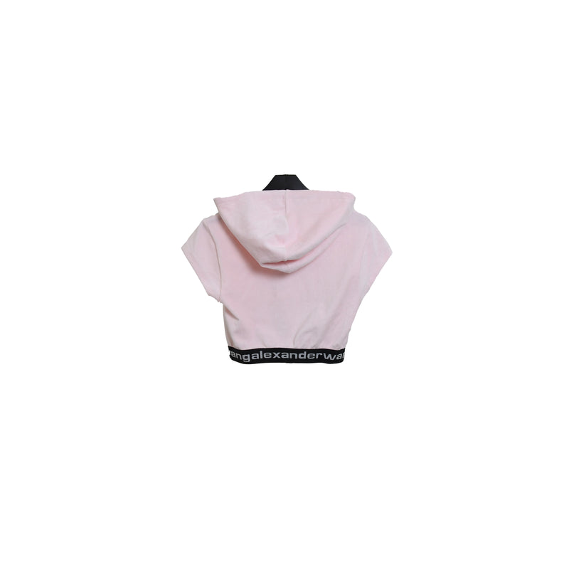 Alexander Wang Stretch Cordury Cap Sleeve Hoodie W/Logo Elastic Pink - NOBLEMARS