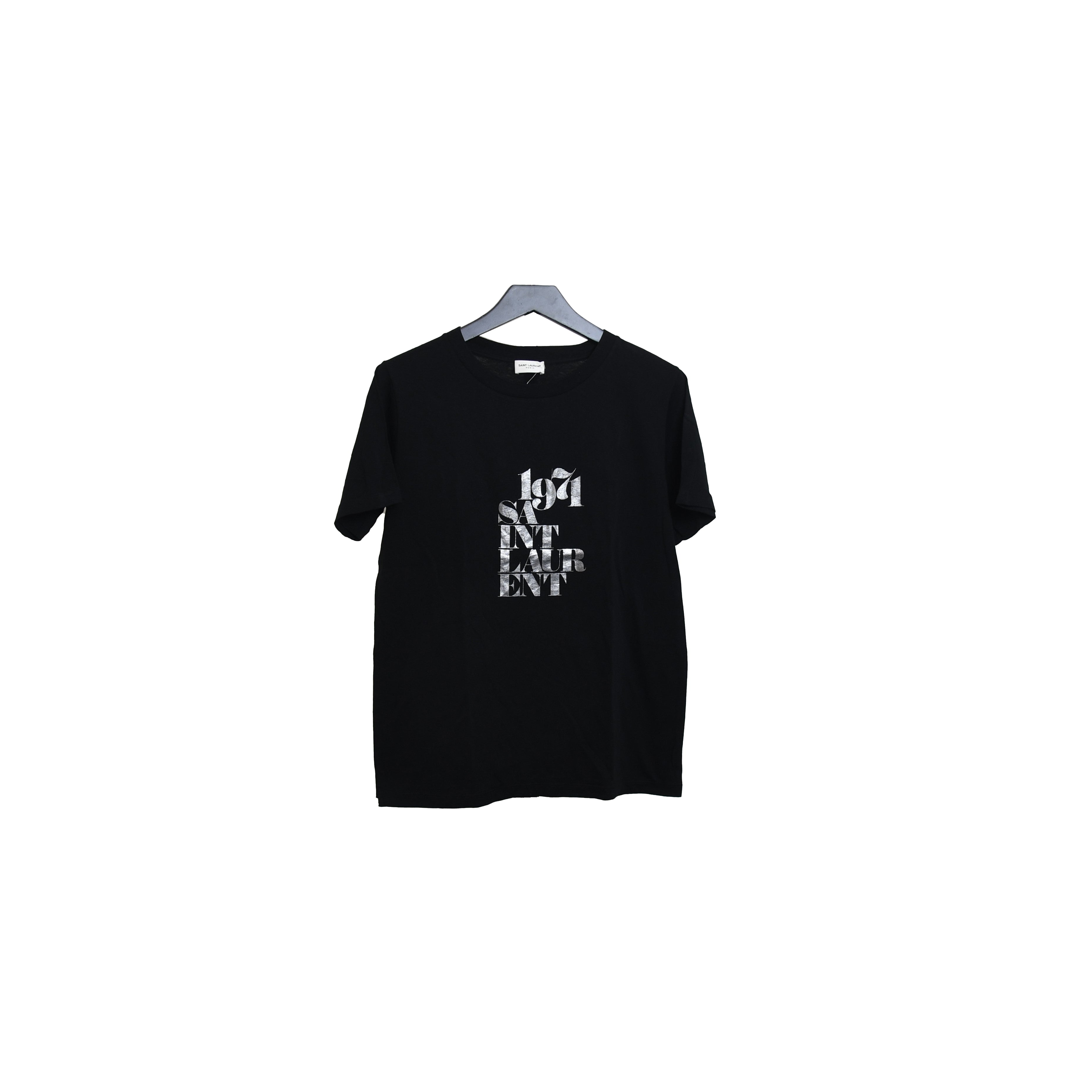 Saint Laurent 1971 Silver Printed T Shirt Black NOBLEMARS