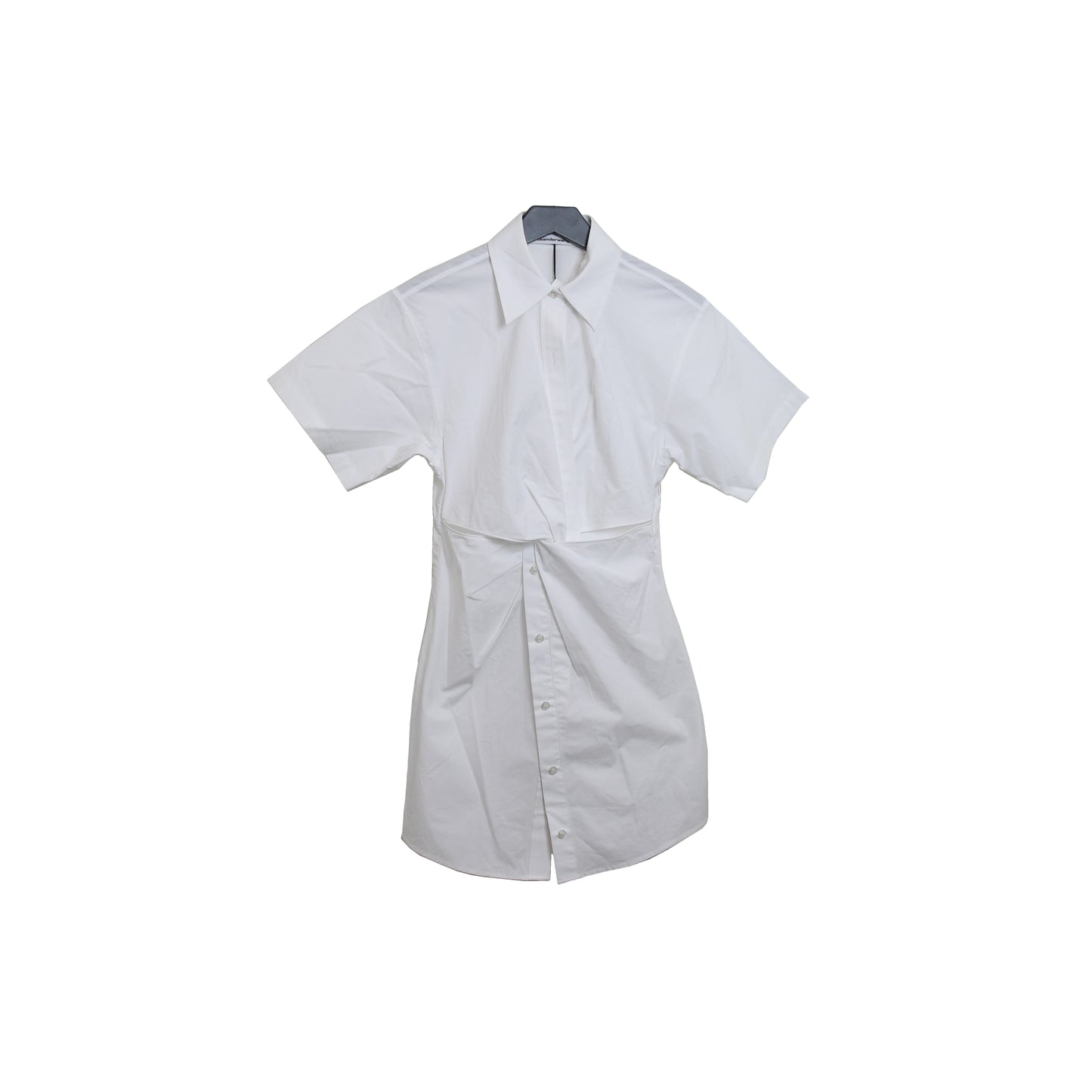 Alexander Wang Crisp Poplin S/S Mini Shirt Dress W/Twist Detail White - NOBLEMARS