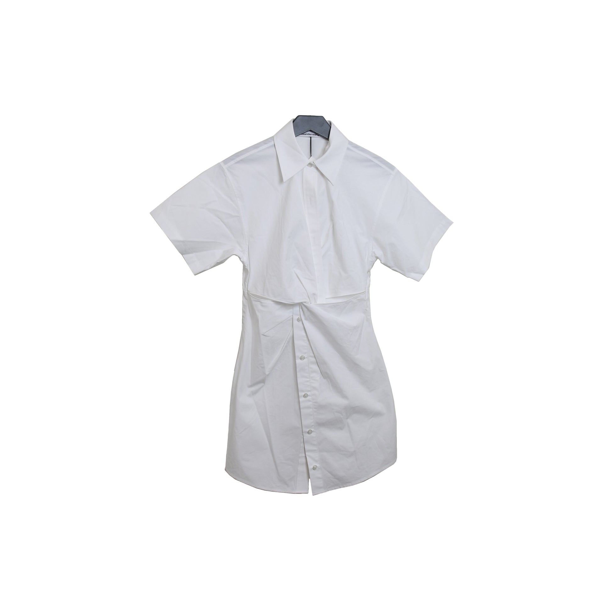 Alexander Wang Crisp Poplin S/S Mini Shirt Dress W/Twist Detail White - NOBLEMARS