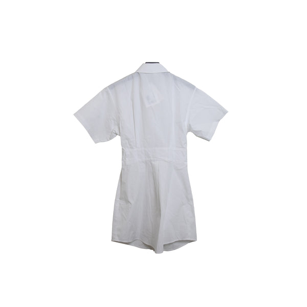 Alexander Wang Crisp Poplin S/S Mini Shirt Dress W/Twist Detail White - NOBLEMARS