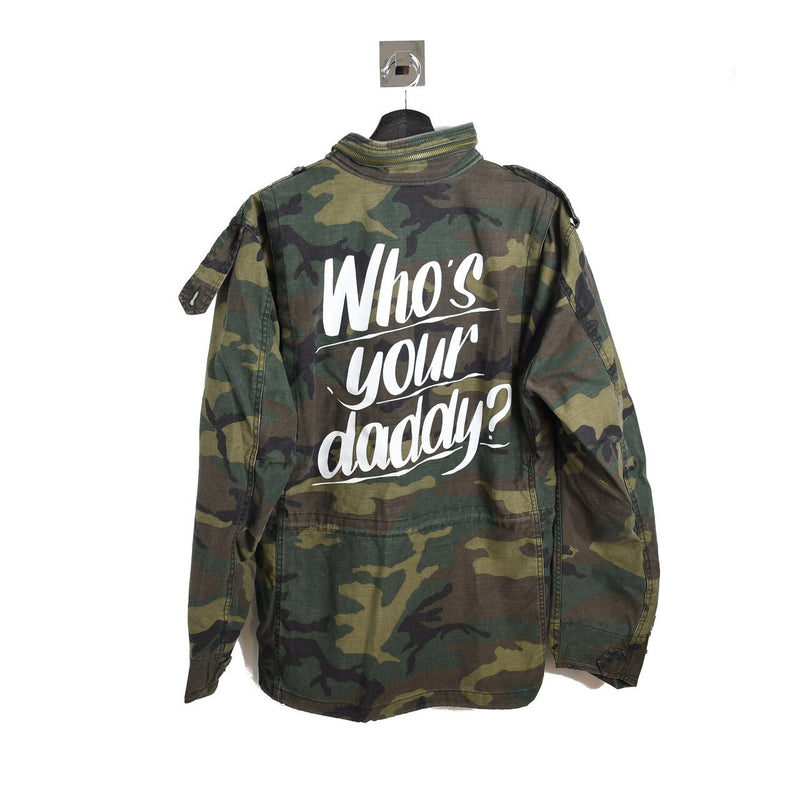 Alpha Industries Camouflage Print Who's Your Daddy Caption Jacket - NOBLEMARS