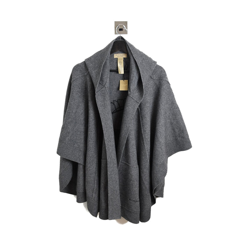 Burberry Henry Moore Knitted Poncho Wool Cashmere Mid Grey - NOBLEMARS