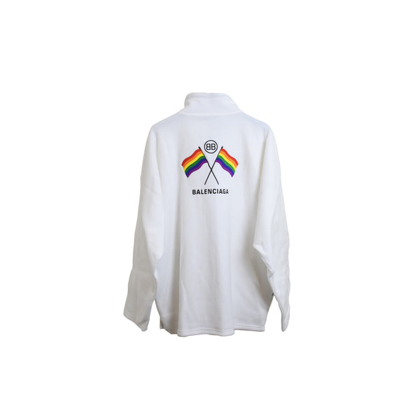 Balenciaga Double Rainbow Flag Fleece White - NOBLEMARS