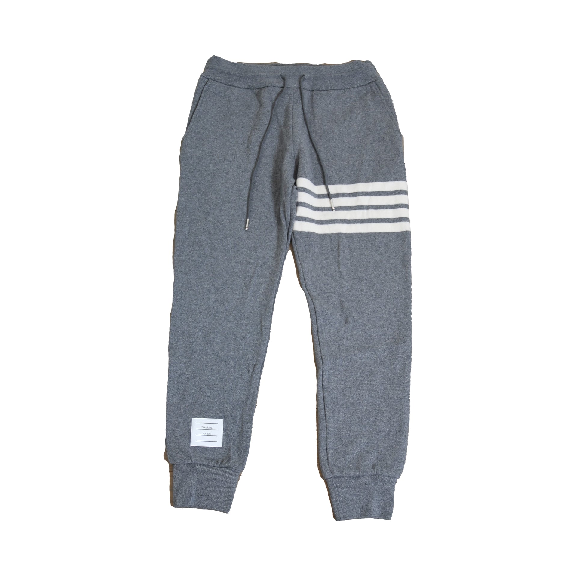 Thom Browne Sweat Pants In Double Face Cashmare W/Engineered 4 Bar Stripe Mid Grey - NOBLEMARS