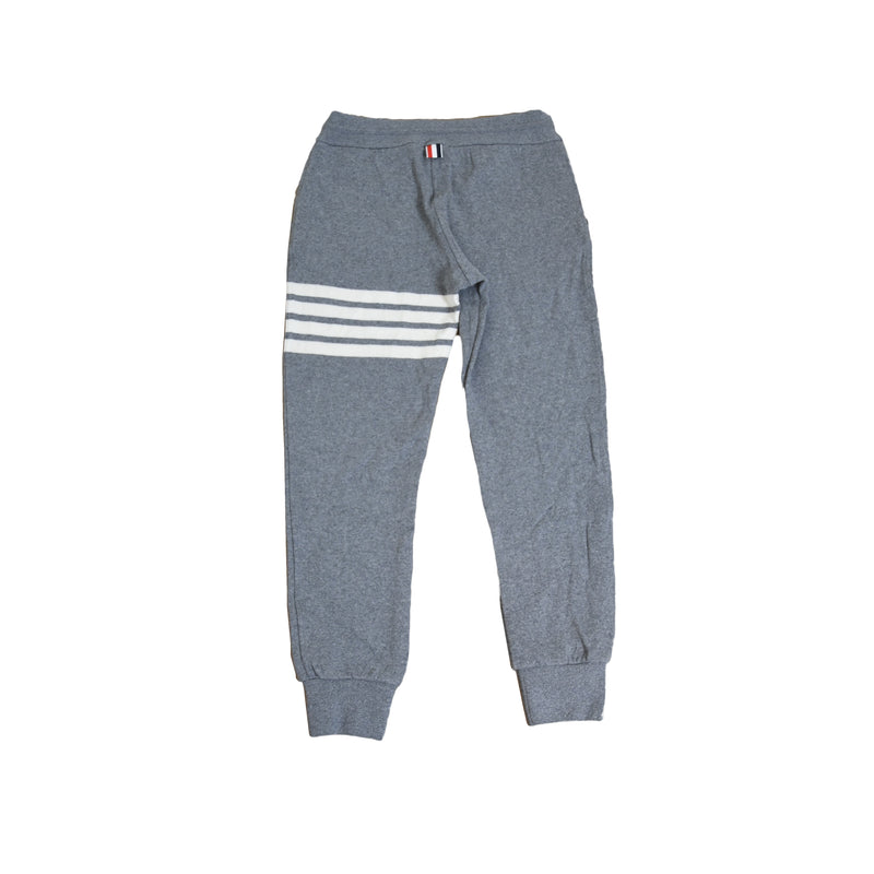 Thom Browne Sweat Pants In Double Face Cashmare W/Engineered 4 Bar Stripe Mid Grey - NOBLEMARS