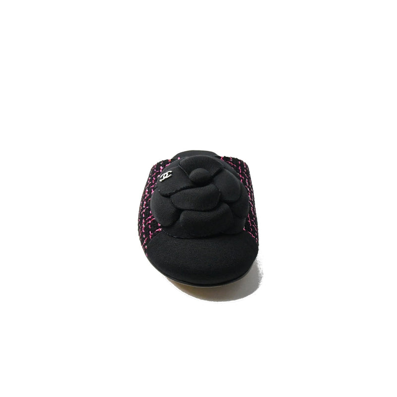 Chanel Mules Tweed Grosgrain Black Pink Black - NOBLEMARS