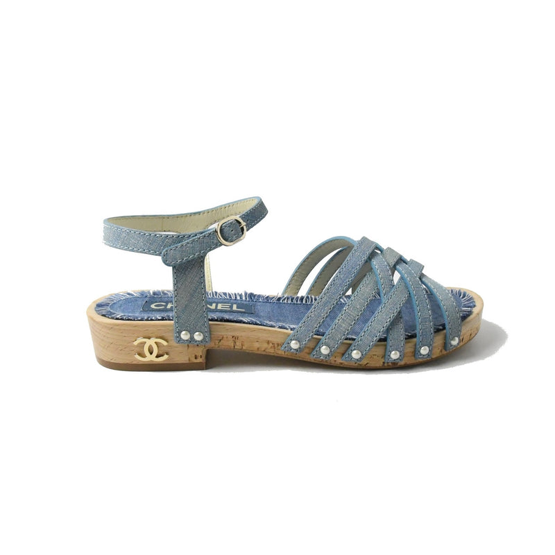Chanel Fantasy Calfskin Strap Sandals Blue - NOBLEMARS