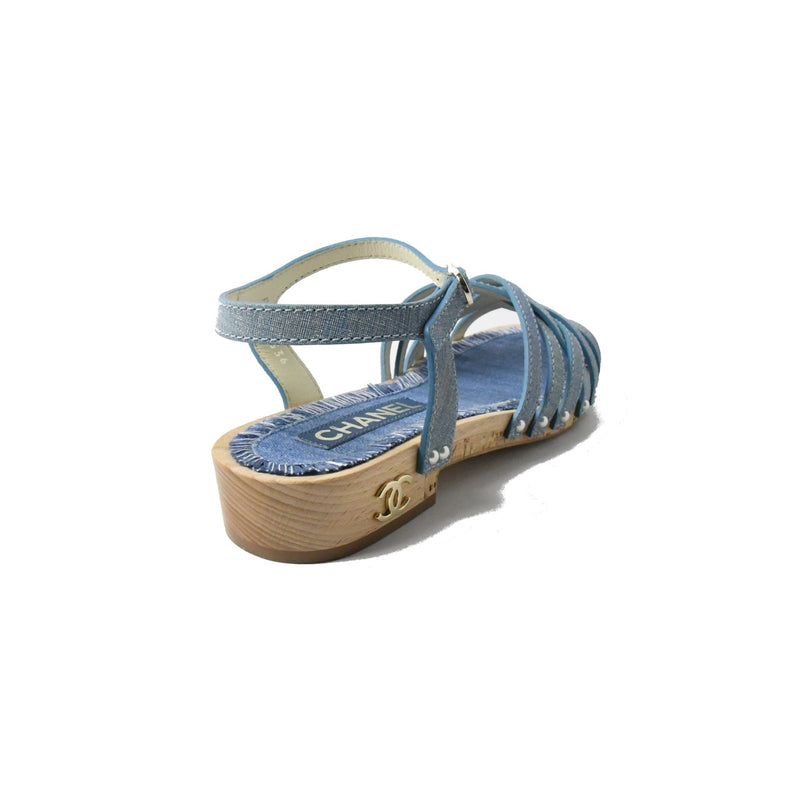 Chanel Fantasy Calfskin Strap Sandals Blue - NOBLEMARS