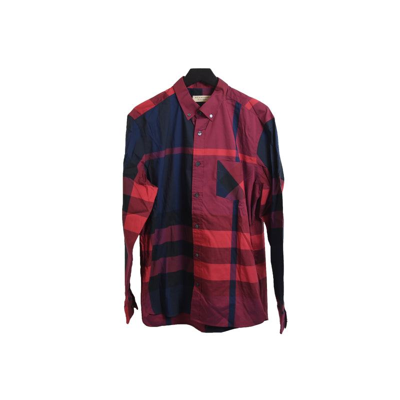 Burberry London England Checker Shirt Bright Red - NOBLEMARS