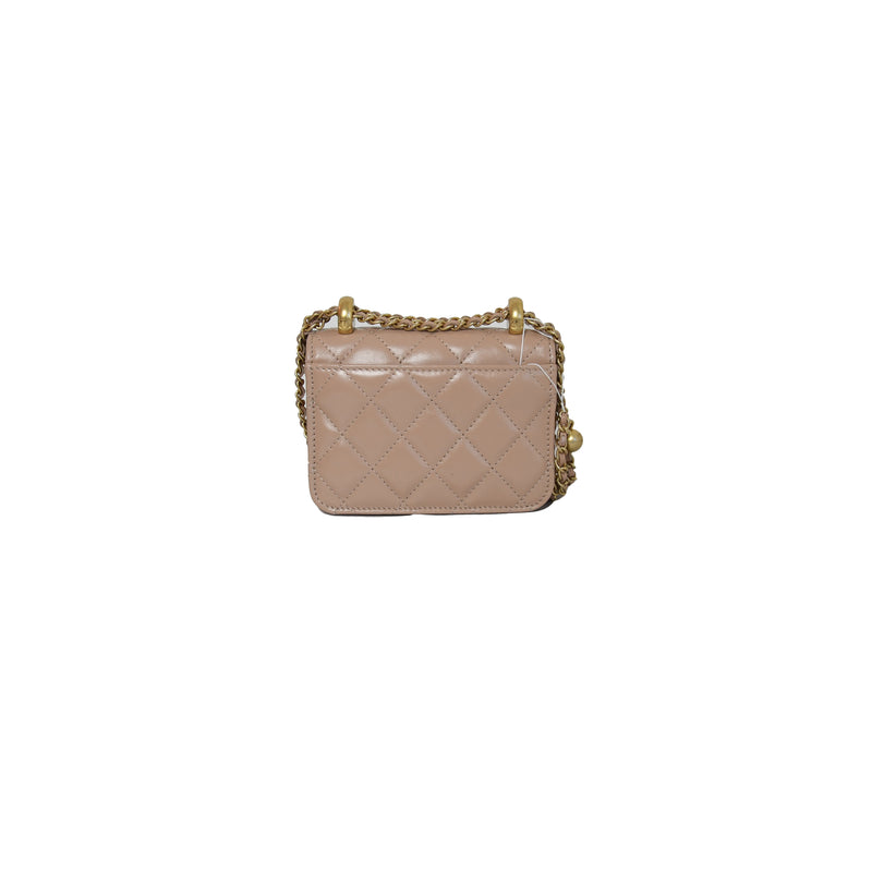 Chanel Quilted Perfect Fit Card Holder Pearl Crush Chain Beige - NOBLEMARS