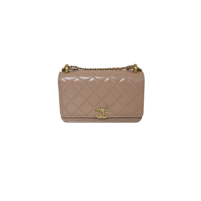 Chanel Quilted Perfect Fit Wallet On Chain Beige