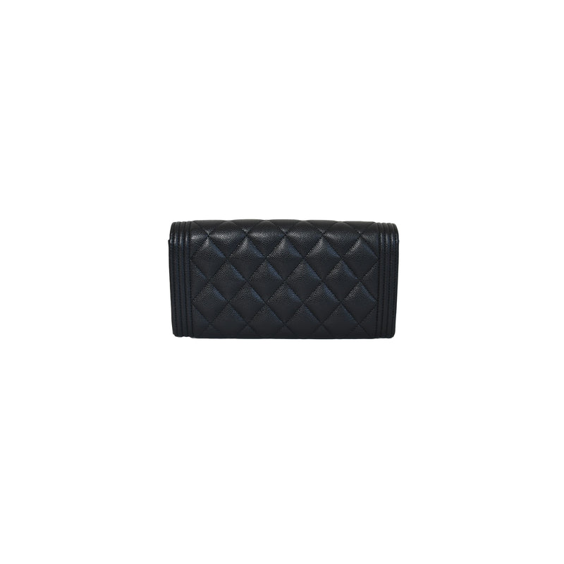 Chanel Caviar Boy Long Flap Wallet Black
