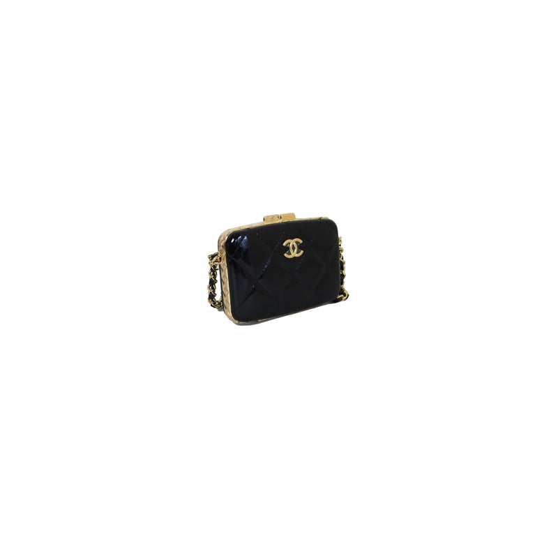 Chanel Black Patent Leather Small Box with Chain ref.313644 - Joli