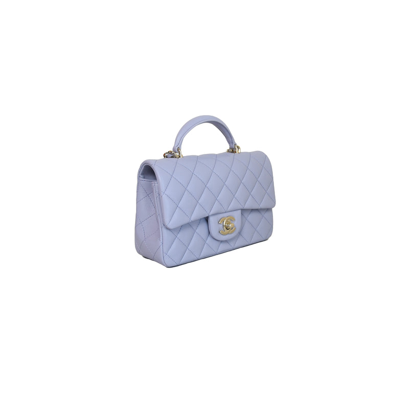 Chanel Mini Rectangular Flap Bag With Top Handle Chain Light Purple -  NOBLEMARS