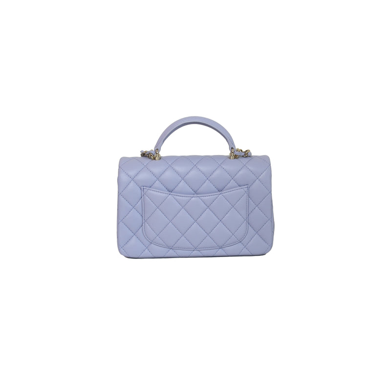 Chanel Mini Rectangular Flap Bag With Top Handle Chain Light Purple
