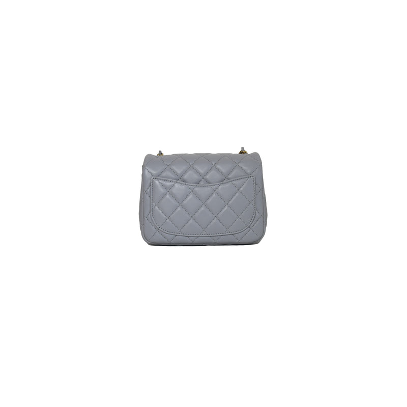 Chanel Mini Square Flap Bag With Pearl Crush Gold Hardware Chain