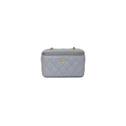 Chanel Black Quilted Lambskin Pearl Crush Vanity Box Aged Gold