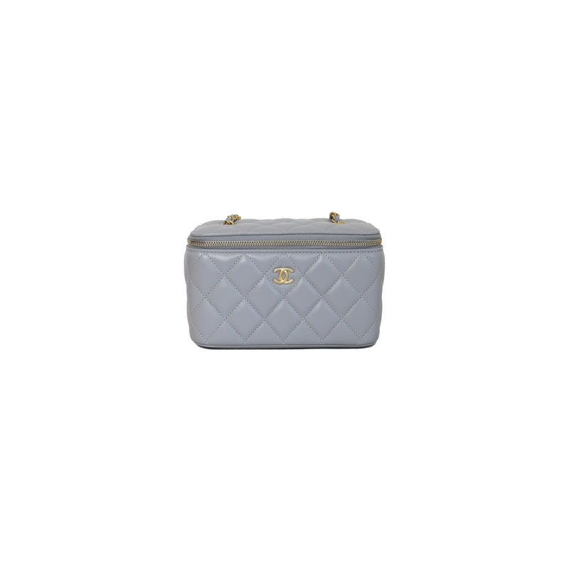 Chanel Small Vanity Bag with Pearl Crush Chain Light Grey - NOBLEMARS
