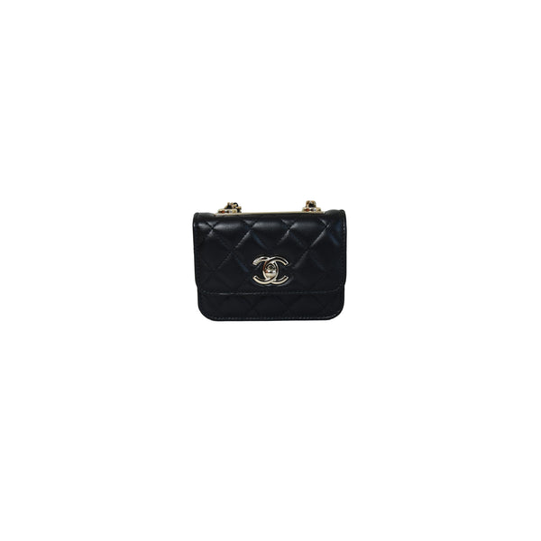 Authentic Chanel Mini Trendy CC Clutch With Chain Black