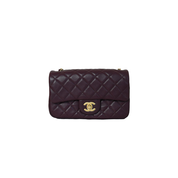 Chanel Mini Rectangular Flap Bag Pearl Crush Bordeaux - NOBLEMARS