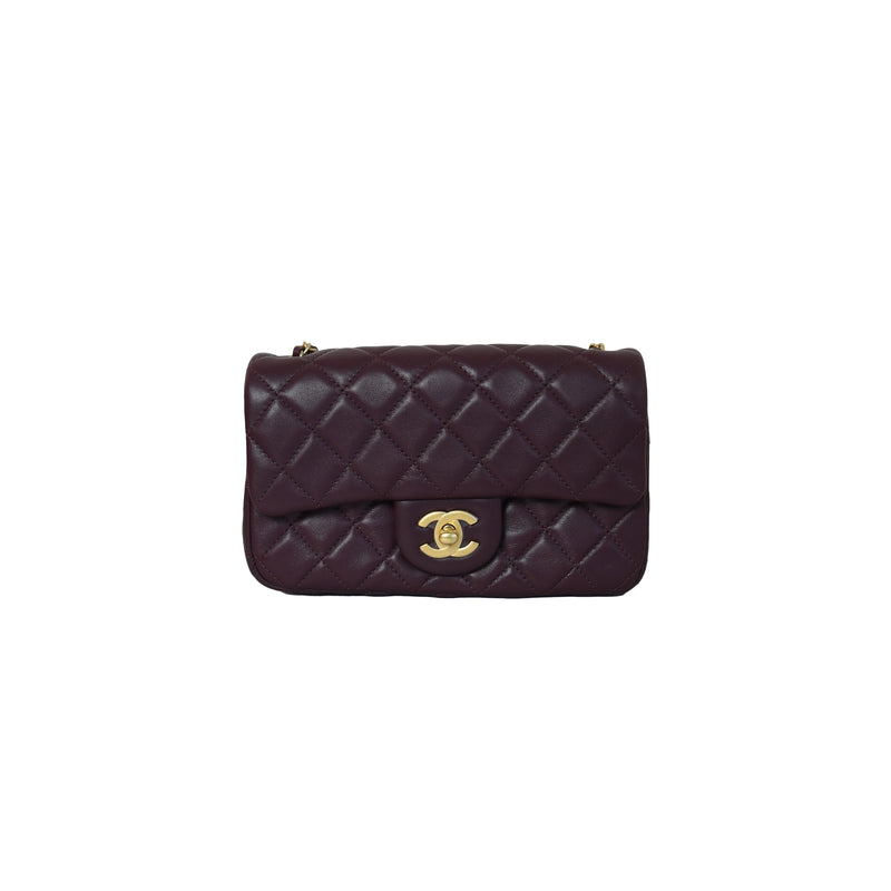 Chanel Mini Rectangular Flap Bag Pearl Crush Bordeaux