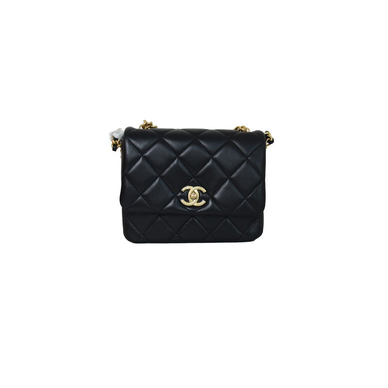 Chanel Quilted Square Wallet On Chain Bag Black - NOBLEMARS