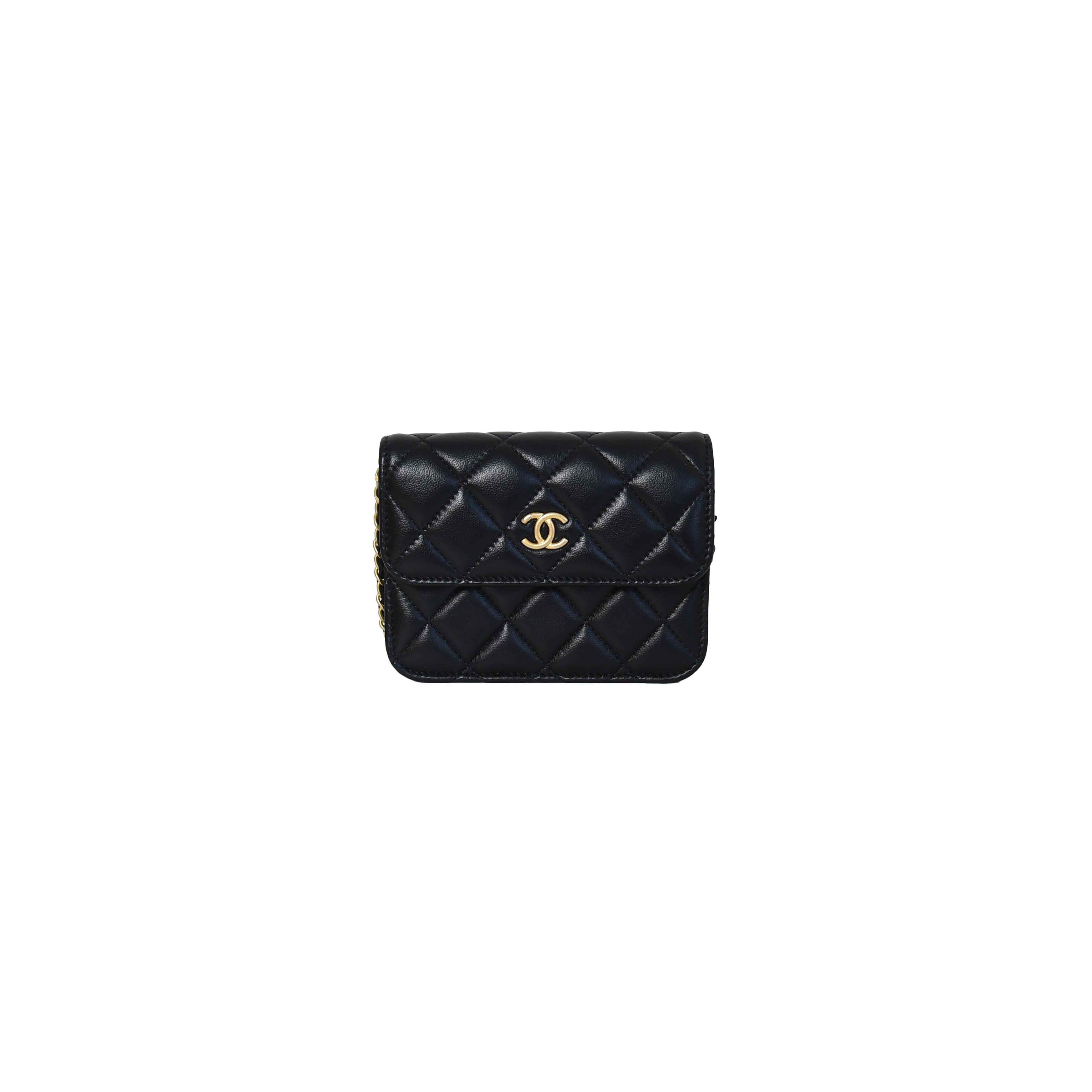Chanel Mini Square Flap Bag With Pearl Crush Chain Black - NOBLEMARS