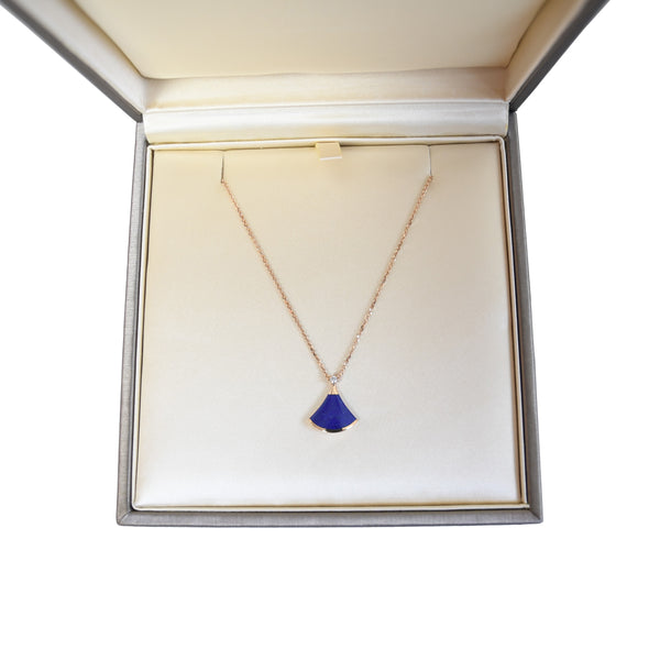 Bvlgari Divas' Dream Diamond Lapis Lazuli 18k Rose Gold Pendant Necklace Deep Blue