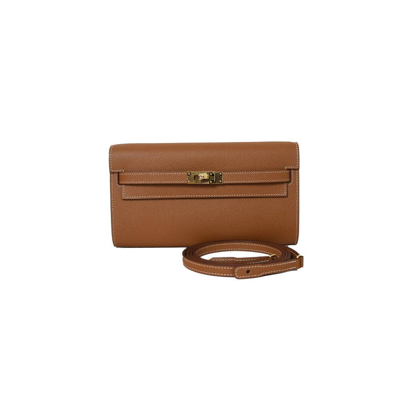 Hermes Kelly To-Go Wallet Gold Hardware Gold
