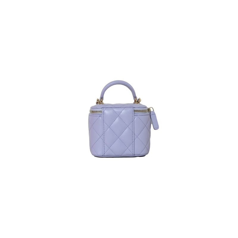 Chanel Small Top Handle Vanity With Chain Bag Light Purple - NOBLEMARS