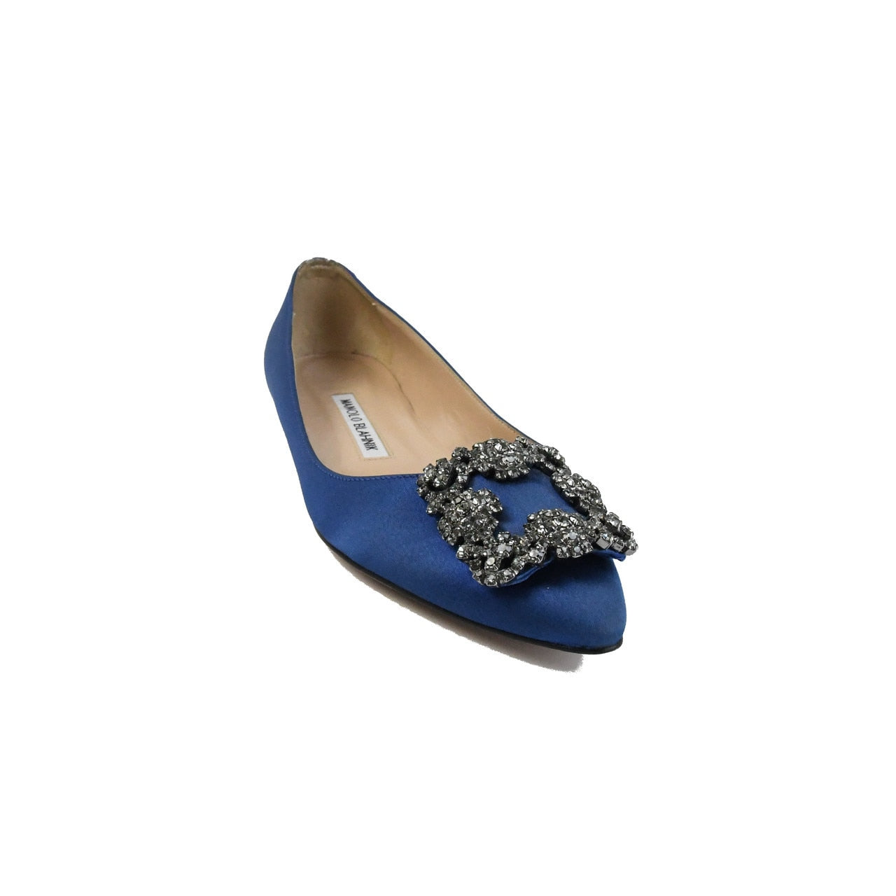 Manolo Blahnik Hangisi Flats Satin Royal Blue - NOBLEMARS