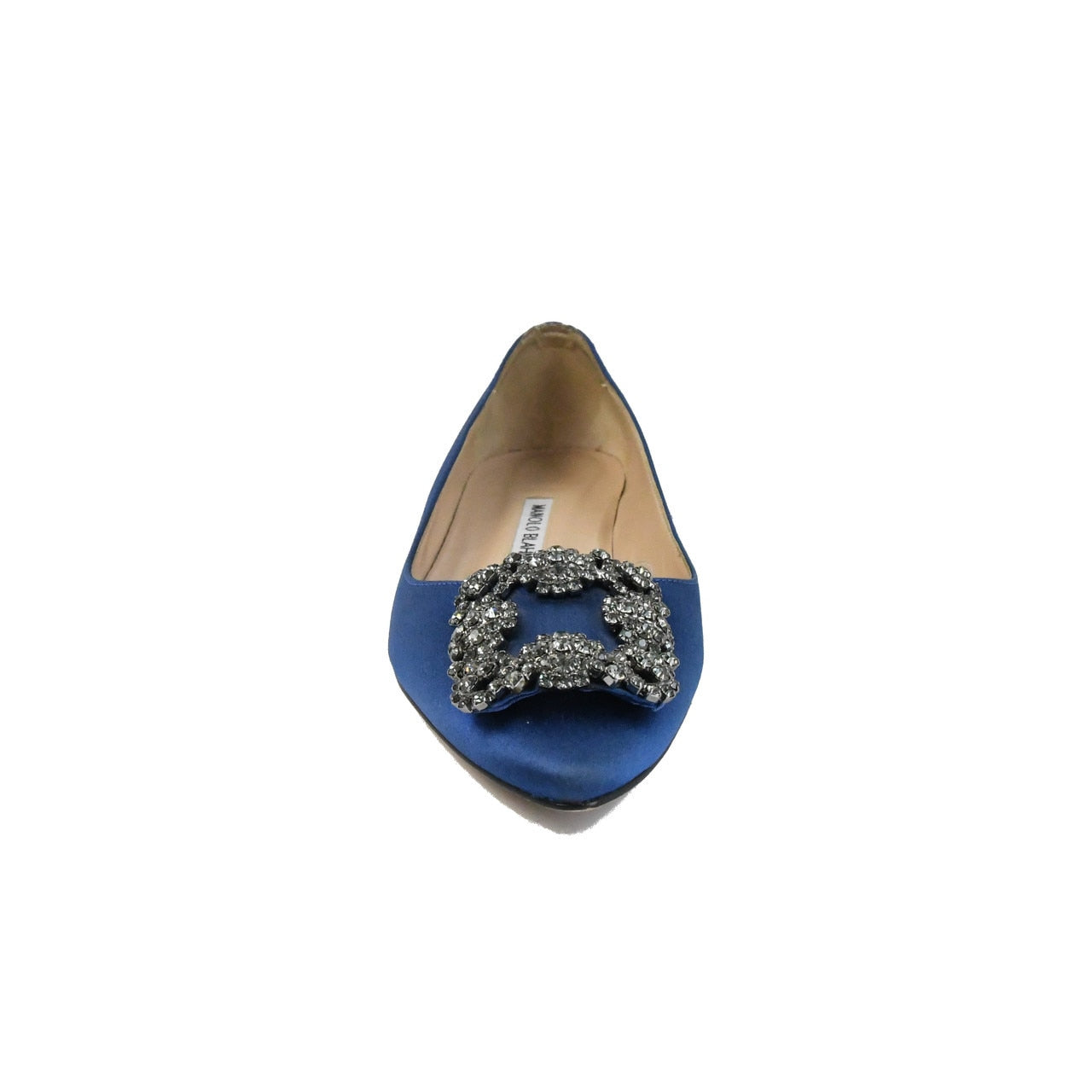 Manolo Blahnik Hangisi Flats Satin Royal Blue - NOBLEMARS