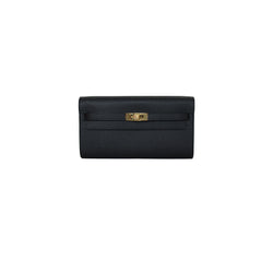 Hermes Kelly To-Go Wallet Epsom Gold Hardware Black