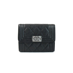 Chanel Black Quilted Caviar Leather Small Flap Wallet