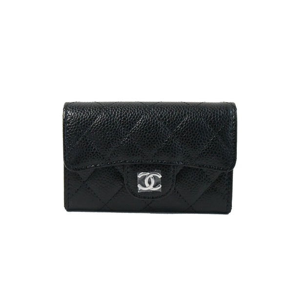 Chanel CF Card Case Silver HW Black - NOBLEMARS