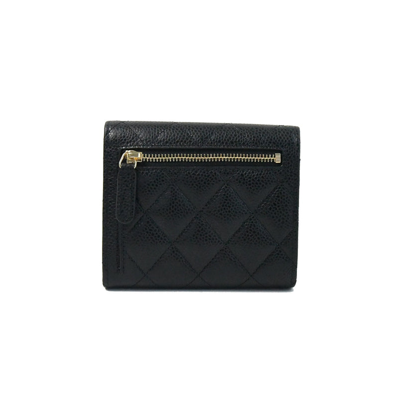 Chanel Classic Caviar Leather Small Wallet Gold HW Black - NOBLEMARS