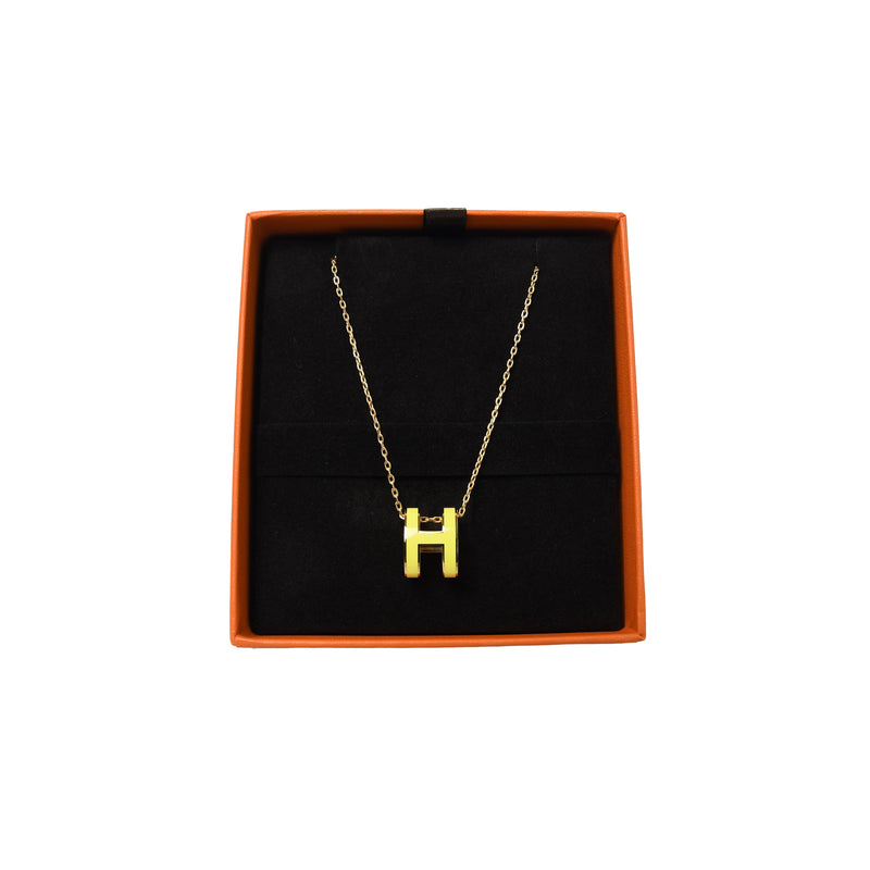 Hermes Pop H Gold Necklace Yellow