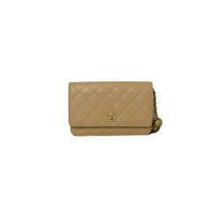CHANEL, Bags, Brand New 222 Authentic Chanel Classic Beige Caviar Quilted  Woc Wallet On Chai
